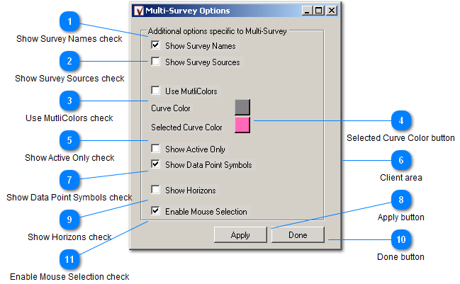 Multi-Survey Options window